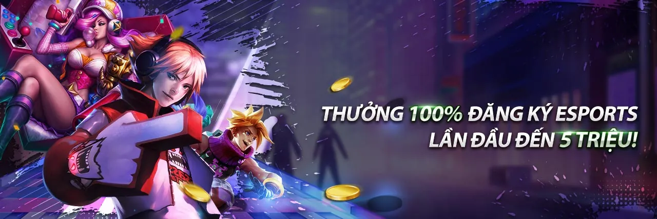 Sân khấu thể thao điện tử với người hâm mộ đang cổ vũ và logo Vin55
